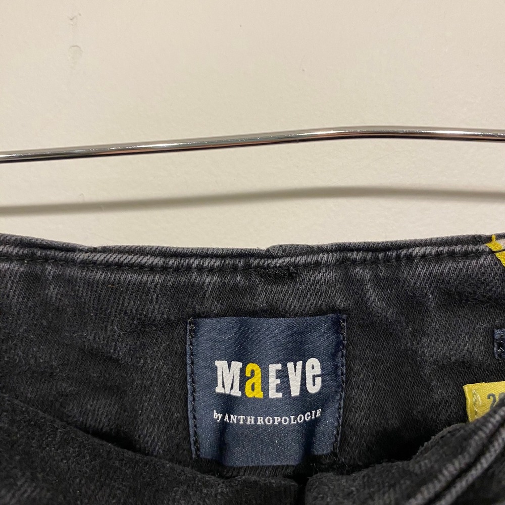 Maeve Anthropologie The Colette Cropped Wide Leg Jeans Black Size 26 High Rise - Picture 4 of 7